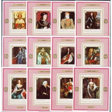 Королева Англии Манама 1971, Живопись Короли и Королевы Англии в картинах художников, полная серия 12 люкс-блоков