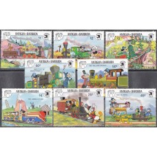 Дисней Антигуа и Барбуда 1989, Железная дорога, серия 8 марок