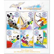 Дисней Антигуа и Барбуда 1999, 70-летие Микки Мауса Водный спорт, малый лист марок Mi: 2873-78