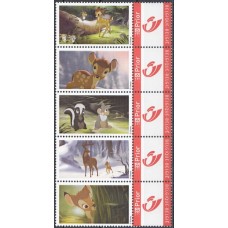 Дисней Бельгия 2008, Бэмби серия 5 марок с купонами СЦЕПКА