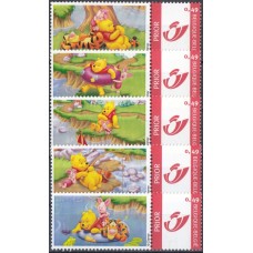Дисней Бельгия 2002, Винни Пух Времена года Лето, серия 5 марок с купонами