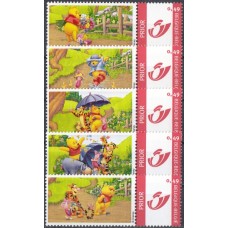 Дисней Бельгия 2002, Винни Пух Времена года Весна, серия 5 марок с купонами