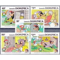 Дисней Доминика 1985, 200 лет Братьям Гримм, серия 5 марок