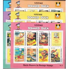 Дисней Гайана 1993, Винтажные плакаты Диснея, комплект малых листов (номинал марок 5$)