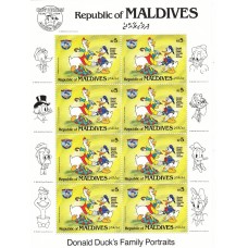 Дисней Мальдивы 1984, 50-летие Дональда История портрета, малый лист марки Mi: 1079