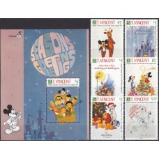 Дисней Сент-Винсент 1991, Рождественские письма, серия 6 марок 1 блок