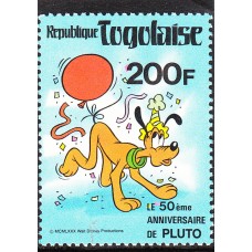 Дисней Того 1980, 50-летие Плуто, марка Mi: 1496 бирюзового цвета