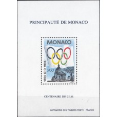 Олимпиада Монако 1994, 100 лет МОК, Блок марки Mi: 2180 с зубцами
