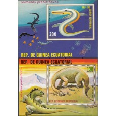 Фауна Экваториальная Гвинея 1978, Динозавры Доисторические вымершие животные, комплект 2 блока Mi: 304-305