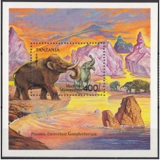Фауна Танзания 1991, Вымершие животные Мамонт, блок Mi: 164