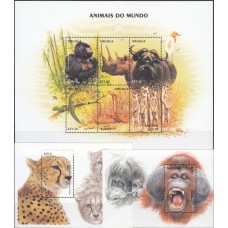 Фауна Ангола 2000, Животные Африки Гепард Орангутанг Буйвол, серия 1 малый лист 2 блока