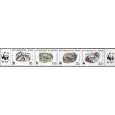 Фауна Бенин 1999, Змеи WWF серия 4 марки(горизонтальная сцепка)