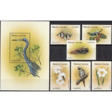 Фауна Сьерра Леоне 1996, Фауна болот рыбы птицы цветы звери, серия 6 марок 1 блок