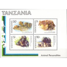 Фауна Танзания 1982, Животные Африки Гепард Слон Обезьяна Красный волк, блок Mi: 28