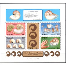 Фауна Палау 1988, Морская фауна моллюски ракушки, блок Mi: 5