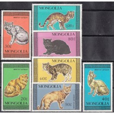 Фауна Монголия 1987, Кошки серия 7 марок
