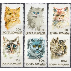 Фауна Румыния 1993, Кошки серия 6 марок с зубцами
