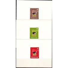 Фауна Гвинея 1964, Птицы Попугаи страус, серия 6 люкс-блоков без зубцов(редкий)