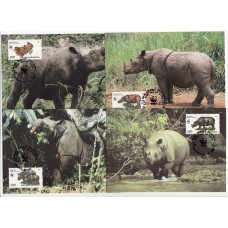 WWF Индонезия 1996 Носороги Картмаксимум