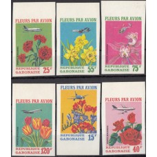 Флора Габон 1971, Цветы и самолеты, серия 6 марок без зубцов (редкая)