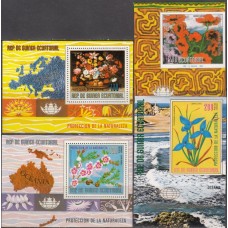 Флора Экваториальная Гвинея 1976-77, Цветы Океании и Европы, 2 комплекта блоков с зубцами и без зубцов