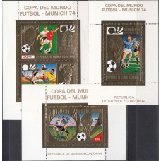 Футбол Экваториальная Гвинея 1974, ЧМ ФРГ-74, полная серия с зубцами ЗОЛОТО НАДПЕЧАТКА