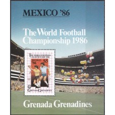 Футбол Гренада Гренадины 1986, ЧМ Мексика-86 блок Mi: 113 НАДПЕЧАТКА