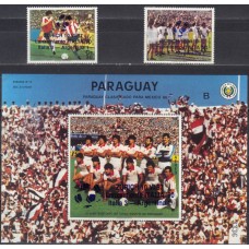 Футбол Парагвай 1987, ЧМ Италия-90 серия 2 марки, блок B НАДПЕЧАТКА