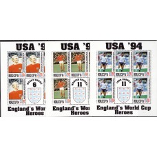 Футбол Антигуа и Барбуда 1993, ЧМ США-94, 3 малых листа ( Бобби Мур, Мартин Петерс, Джон Барнс )