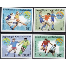 Футбол ЦАР 1989, ЧМ Италия-90 серия 4 марки без зубцов Mi: 1436В - 1439В