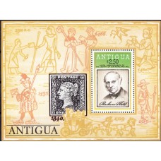 Марка на марке Антигуа 1979, Роланд Хилл Черный пенни, блок Mi: 40