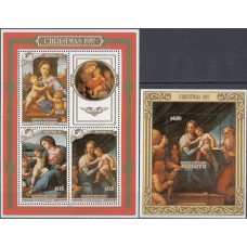 Живопись Пенрин 1987, Рафаэль Мадонна Рождество комплект 2 блока Mi: 78-79