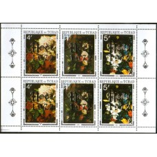 Живопись Чад 1972, Цветы в живописи, Рубенс Брейгель, малый лист НАДПЕЧАТКА  серебро