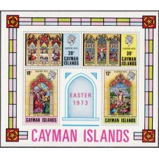 Живопись Каймановы острова 1973, Иисус Христос Библейские сюжеты Рождество, блок Mi: 4