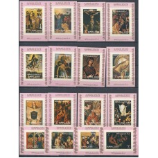 Живопись Аджман 1972, Иисус Христос Библейские сюжеты, полная серия в люкс-блоках без зубцов(розовый фон)