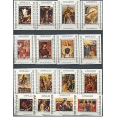 Живопись Аджман 1972, Иисус Христос Библейские сюжеты, полная серия в люкс-блоках (белый фон)