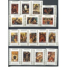 Живопись Аджман 1972, Иисус Христос Библейские сюжеты, полная серия в люкс-блоках без зубцов(белый фон)