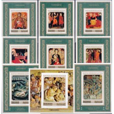 Живопись Манама 1972, Библейские сюжеты в барельефах, полная серия в люкс-блоках без зубцов с блоком