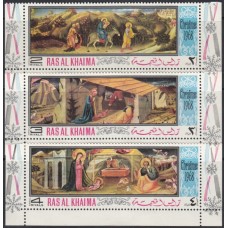 Живопись Рас Эль Хайма 1968, Рождество Библейские сюжеты, серия 3 марки