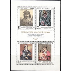 Живопись Чехословакия 1973, Рембрандт, малый лист марок Mi: 2174-77