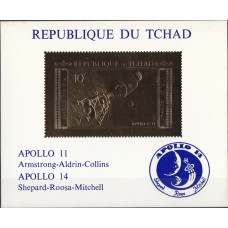 Космос Чад 1971, Программа Аполлон 11, 14, блок Mi: 29 картон ЗОЛОТО без зубцов