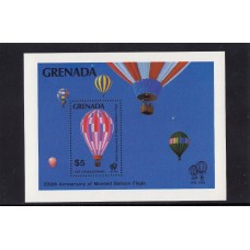 Воздухоплавание Гренада 1983, блок 200-летие воздухоплавания, Воздушные шары