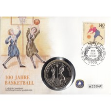 Олимпиада ФРГ 1991, Олимпийский Комитет ФРГ, 100 лет Баскетболу, монета 5 долларов Ниуэ 1991 года