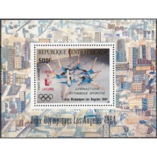 Олимпиада ЦАР 1985, Борьба Олимпийская фил-выставка OLIMPHILEX-85, блок Mi: 318 Лос Анджелес Гимнастика 