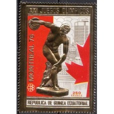 Олимпиада Экваториальная Гвинея 1975, Монреаль-76 История ОИ Дискобол, марка из блока Mi: 211 золото