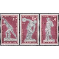 Олимпиада Габон 1972, Мюнхен-72 Скульптуры Древней Олимпии, серия 3 марки Mi: 470-472