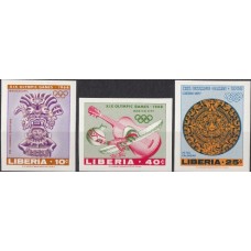 Олимпиада Либерия 1967, Мексика-68 Культура древней Мексики, серия 3 марки без зубцов