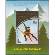 Олимпиада Того 1980, Лейк Плесид-80 блок без перфорации(редкая)ЗОЛОТО Фигурное катание