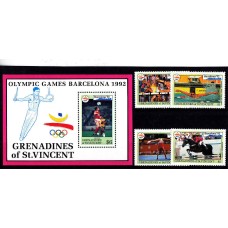 Олимпиада Гренадины Сент Винсент 1992, Барселона-92, серия 4 марки и 1 блок(футбол)
