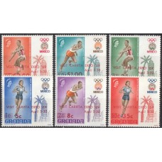Олимпиада Гренада 1968, Мексика-68 серия 6 марок НАДПЕЧАТКА (редкий)